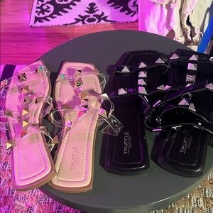 ASOS Women's Studded Sandals - Black and Cream